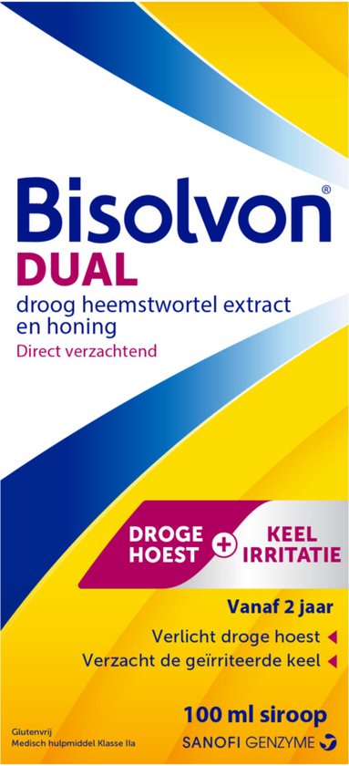 Foto: Bisolvon dual droge hoest keelirritatie siroop 100 ml