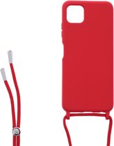 Ketting silicone telefoonhoesje Geschikt voor: Samsung Galaxy A22 5G - TPU - Silicone - Rood - ZT Accessoires