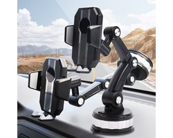foto van Autohouder Geschikt voor Samsung Galaxy S23/ S23+ / S23 Ultra/ S24/ S24+/ S24 Ultra - telefoonhouder met krachtige zuignap - geschikt voor voorruit - dashboard - bureau – draaibare en verstelbare gsm houder