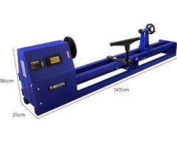 T-Mech Houtdraaibank 400 W - 4 snelheden - 6 gratis beitels - houtdraaien draaibank voor hout