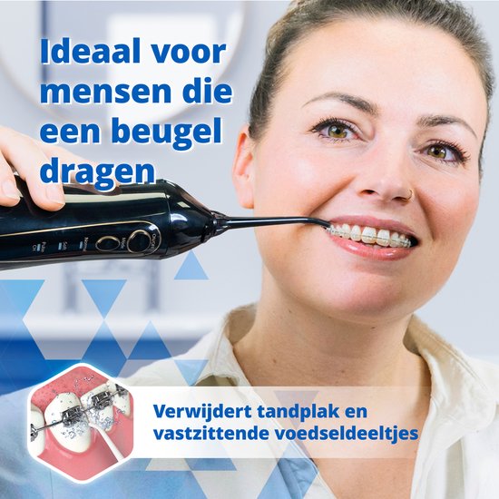 OptiSmile Elektrische Waterflosser XL - Monddouche - Draadloos en Oplaadbaar - Inc. 2 Opzetstukken - Opti Smile