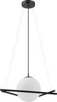 Eglo Hanglamp - E27 - 1lichts - Staal Zwart / Glas opaal-mat - Wit