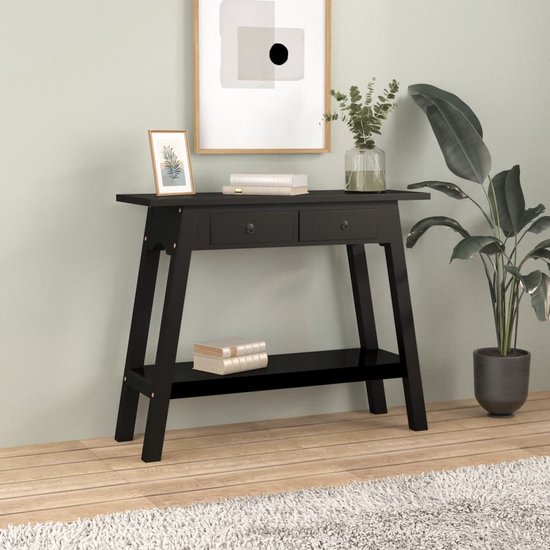 Table Console D'entrée, 100 X 29,5 X 80 Cm Table Console Vintage  Noir Et Or
