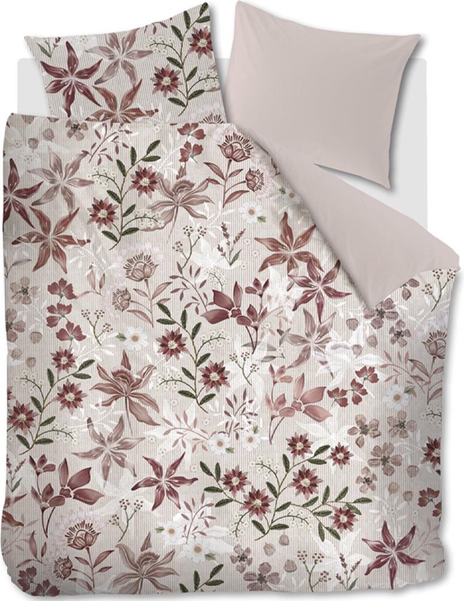 Riviera Maison Floral Flowers dekbedovertrek - Tweepersoons - 200x200/220 - Rood