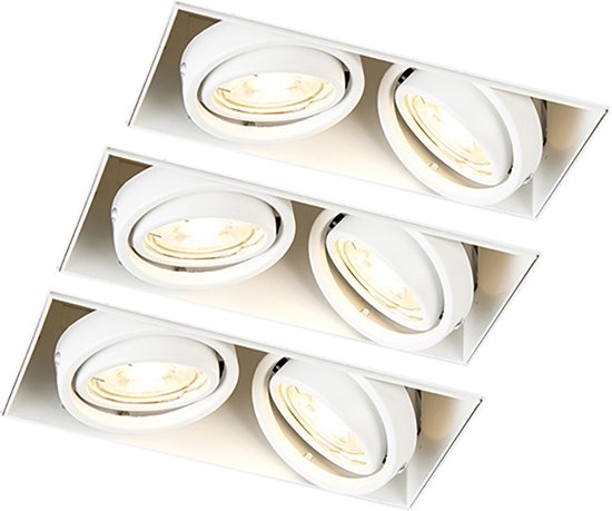 QAZQA oneon trimless 50 - Spot encastrable Moderne Large - 2 lumières - L 18,9 cm - Wit - Salon | Chambre à coucher | Cuisine