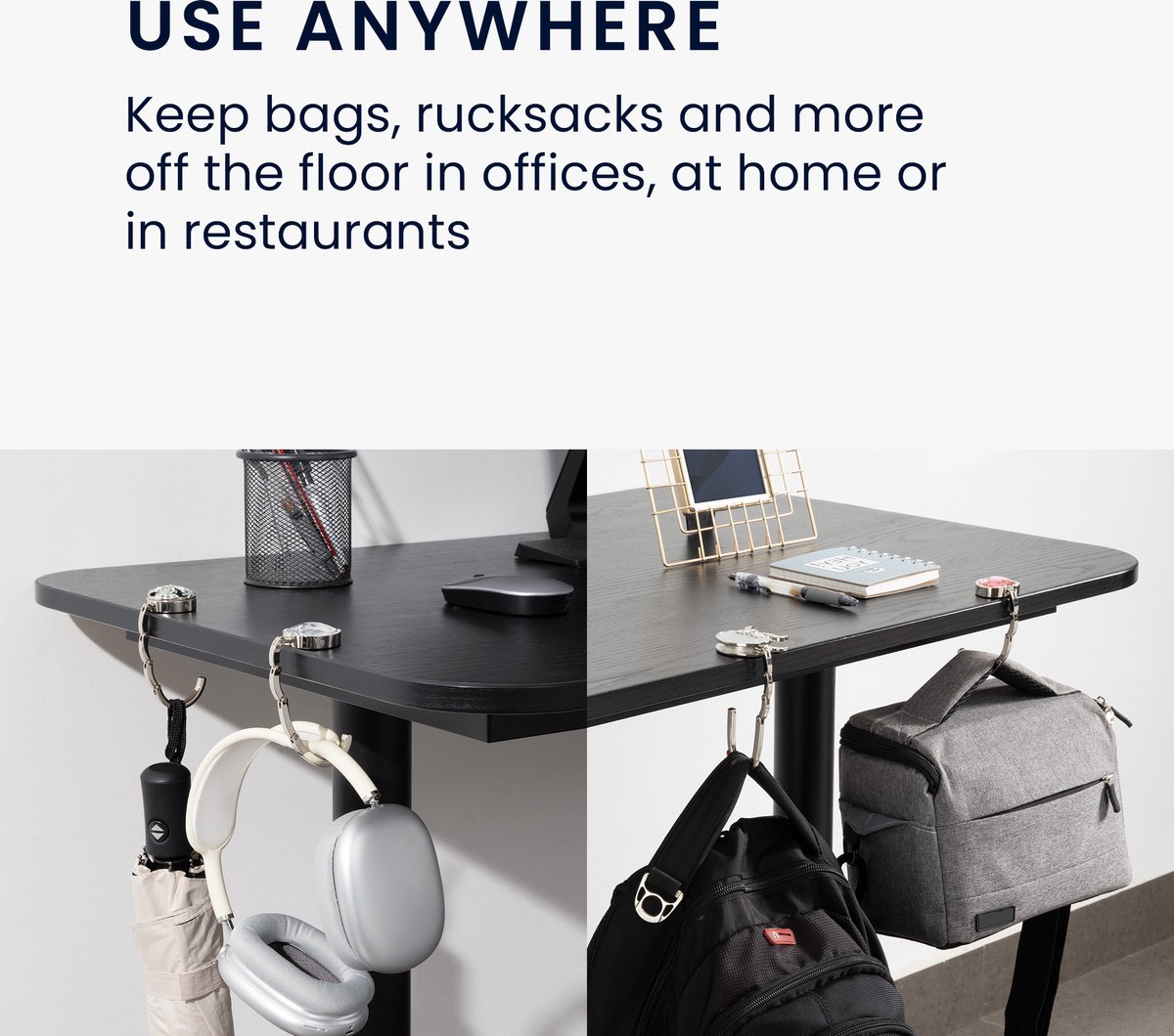 kwmobile tashanger voor tafels - 2 stuks - Uitvouwbare tassenhanger - Draagbare Tassenhaak - Hang je tas veilig op in restaurant en bar - In roségoud kwmobile tashanger voor tafels - 2 stuks - Uitvouwbare tassenhanger - Draagbare Tassenhaak - Hang je tas veilig op in restaurant en bar - In roségoud
