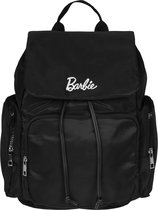 Barbie - Sac à dos noir avec cordon de serrage et poches, matière souple 25x33x10 cm