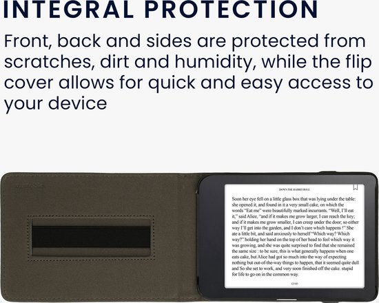 kwmobile e-reader hoesje geschikt voor Kobo Clara 2E hoes - Ereader flip case met standaard - Kunstleren e reader cover - Marokkaanse Tegels Bont design in blauw / rood / lichtbruin van Merkloos — afbeelding 4