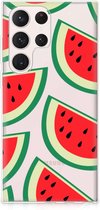 Telefoon Hoesje Geschikt voor Samsung Galaxy S23 Ultra Hoesje Bumper Doorzichtig Watermelons