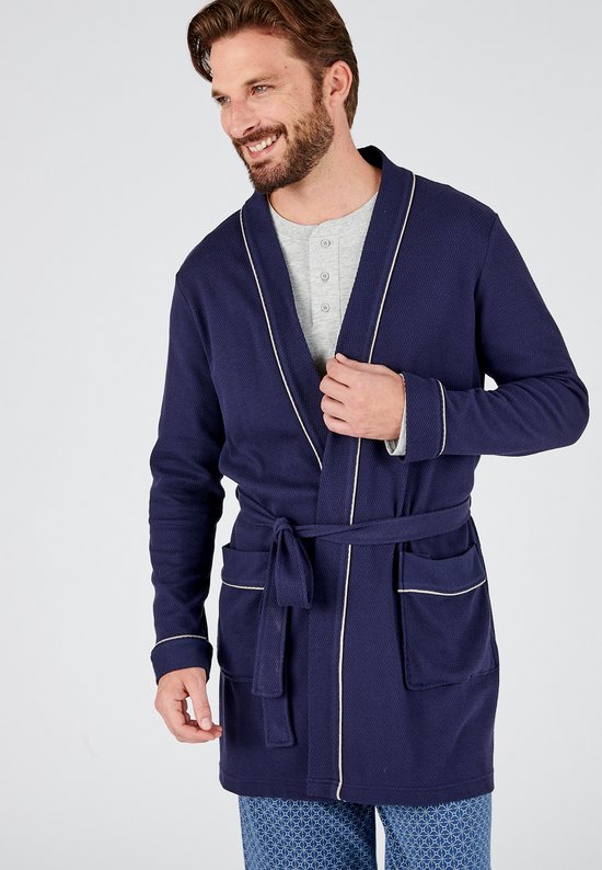 Soft Touch Linen Badjas voor heren, Turkse badjas, 100% katoenen kimono, spa -badjas, Wit, L Soft Touch Linen Badjas voor heren, Turkse badjas, 100% katoenen kimono, spa -badjas, Wit, L