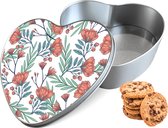 Boîte à biscuits Poppy Roses Heart - Boîte de rangement 14x15x5 cm