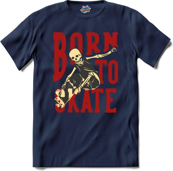 Born To Skate | Skaten - Skateboard - T-Shirt - Unisex - Navy Blue - Maat 4XL