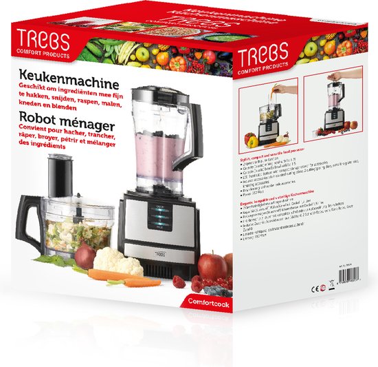 Trebs Keukenmachine - 2 snelheden - Meerdere accessoires - 99394 - Zwart RVS van Trebs — afbeelding 4