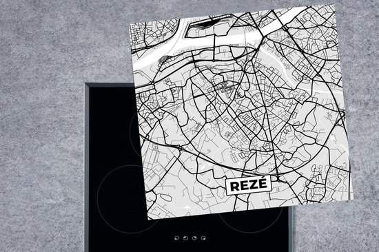 KitchenYeah® Inductie beschermer 78x78 cm - Frankrijk - Rezé - Stadskaart - Plattegrond - Kaart - Kookplaataccessoires - Afdekplaat voor kookplaat - Inductiebeschermer - Inductiemat - Inductieplaat mat
