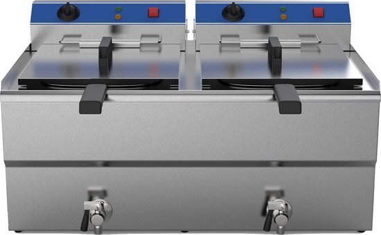 RVS Dubbele friteuse frituur 2 x 8 liter Premium-line GAS Horeca - Horecacentrum Brabant