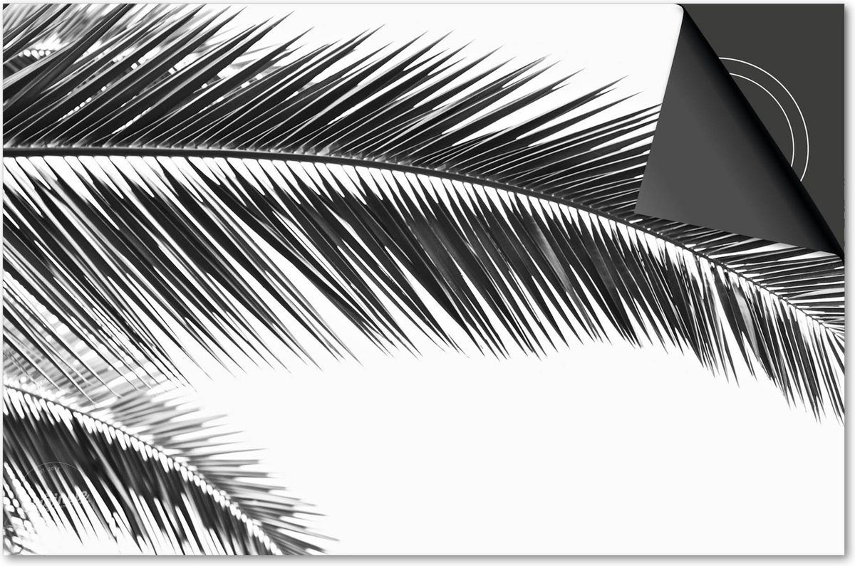 Inductie beschermer 81x52 - afdekplaat inductie mat - Dietrix Kookplaat beschermer - Exclusief - Leaves - 12 Zwart palmbladeren