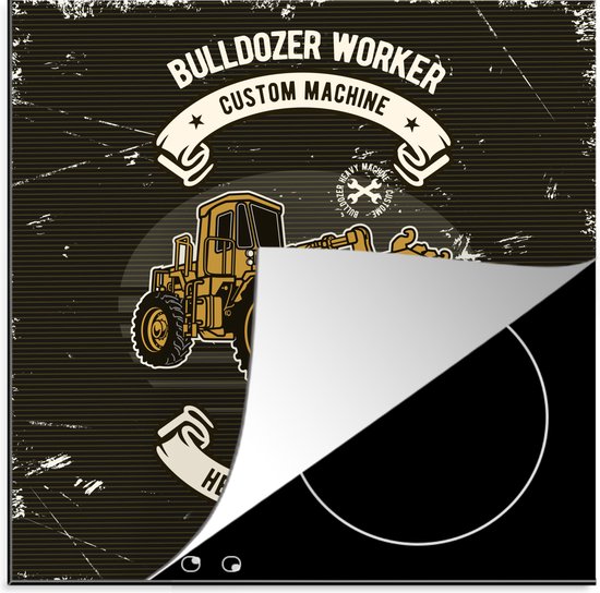 KitchenYeah® Inductie beschermer 78x78 cm - Bulldozer - Vintage - Banner - Kookplaataccessoires - Afdekplaat voor kookplaat - Inductiebeschermer - Inductiemat - Inductieplaat mat