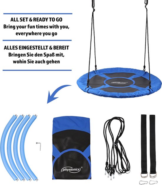 Physionics - Nestschommel Voor Buiten/Binnen - Ronde Schommel Bordschommel Tuinschommel Hangschommel Buitenspeelgoed Diameter 100cm Maximale Belasting 300kg Roze Physionics - Nestschommel Voor Buiten/Binnen - Ronde Schommel Bordschommel Tuinschommel Hangschommel Buitenspeelgoed Diameter 100cm Maximale Belasting 300kg Roze