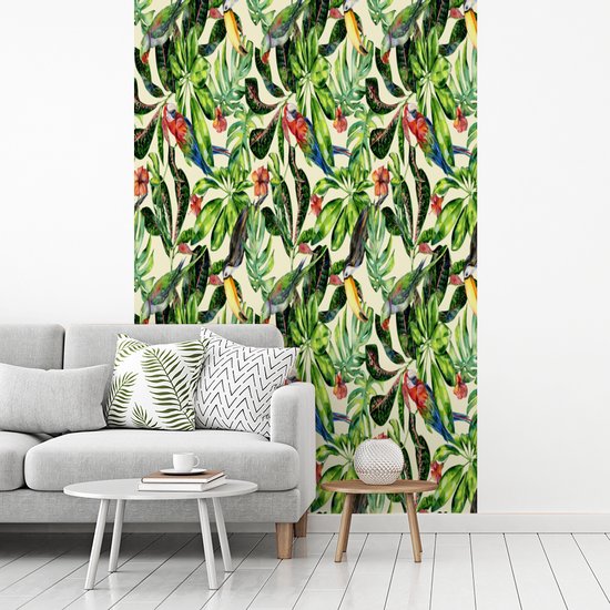 Papier peint - Papiers Papier peint photo Fleurs - Hibiscus - Vogel - Motif - Largeur 155 cm x Hauteur 240 cm