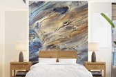 Behang - Fotobehang Marmer - Goud - Waterverf - Textuur - Marmerlook - Breedte 195 cm x hoogte 260 cm