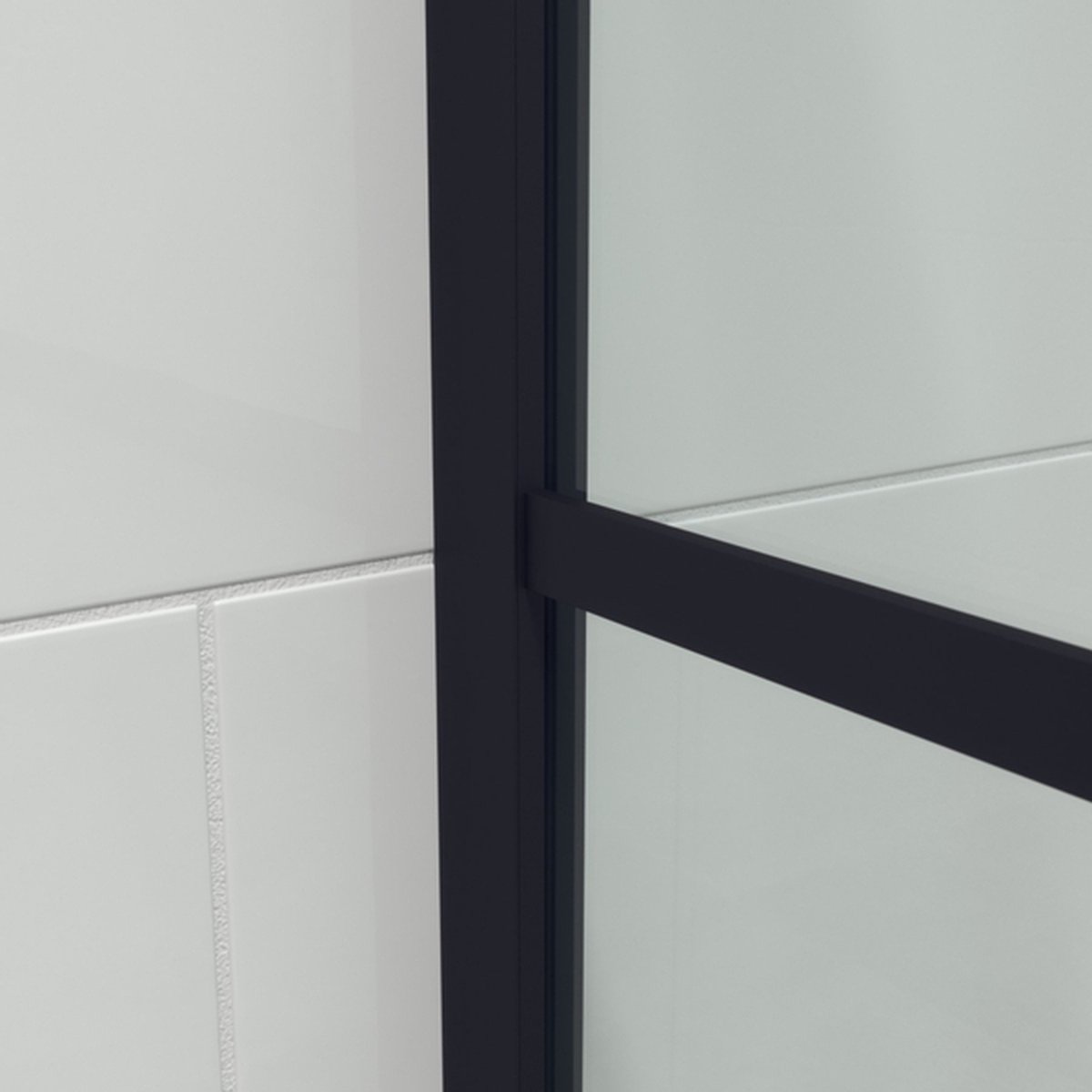 Saniclass Bellini inloopdouche 80x200cm veiligheidsglas mat zwart frame lines buitenzijde met anti kalk
