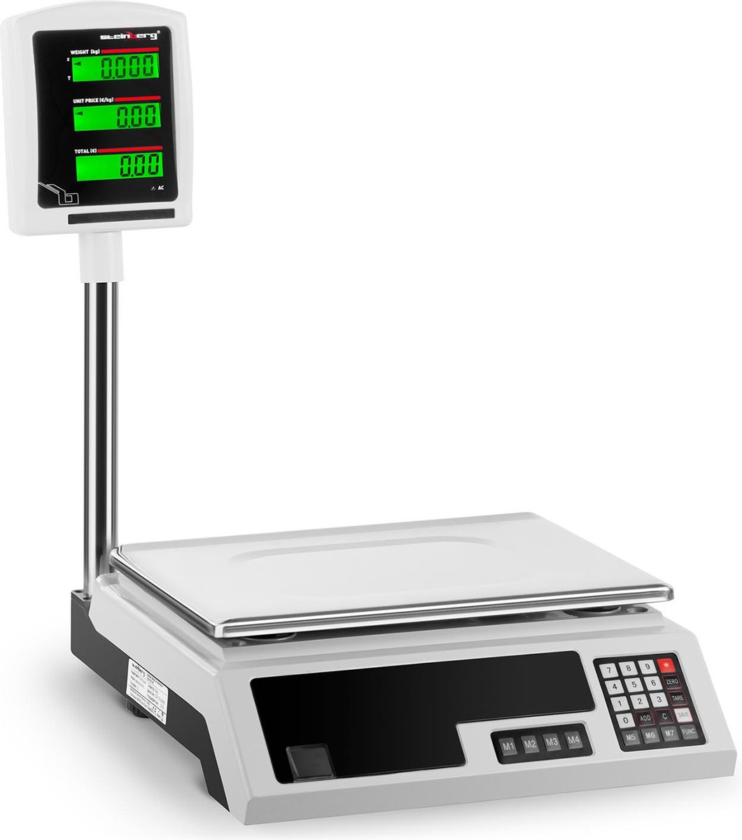 Controle weegschaal - 30 kg / 1 g - 34 x 23 cm - 6 LCD hoge displays - Steinberg Systems