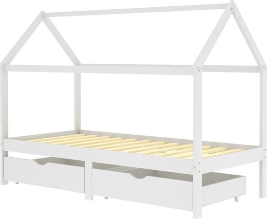 vidaXL Kinderbedframe met lades 90x190 cm massief grenenhout, kinderbed, peuter bed, kinderbed met opbergruimte, peuterbed, junior bed, peuterbed hout