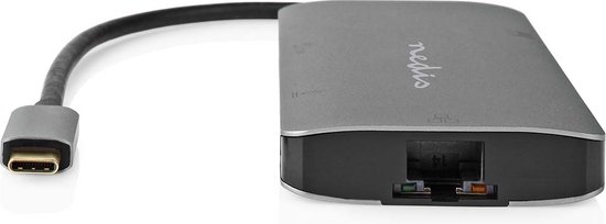 Nedis USB Multi-Port Adapter - 7-in-1 - USB 3.2 Gen 1 - USB-C Male - HDMI Output / Micro SD / RJ45 Female / SD / USB-C Female / 3x USB-A Female - 5 Gbps - 0.20 m - Rond - Verguld - PVC