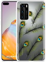 Huawei P40 Hoesje Peacock Feathers Designed by Cazy