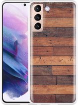 Hoesje Geschikt voor Samsung Galaxy S21 Houten planken