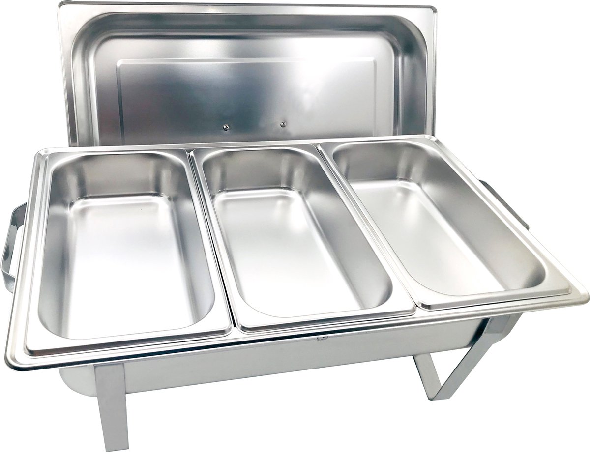 Herzberg HG-8022-3: Stainless Steel Chafing Dish - 3 Pieces 1/3rd Food Pan