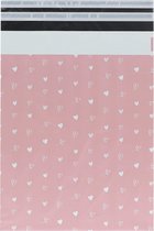 Verzendzakken voor Kleding - 100 stuks - 33.5 x 43 cm (A3) - Roze hartjes - Verzendzakken Webshop - Verzendzakken plastic met plakstrip