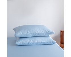Bamboe hoeslaken Sky Blue 90x220 cm – Standaard matras, zacht, ademend & hypoallergeen | Boomba Bamboo®