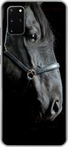 Geschikt voor Samsung Galaxy S20 Plus hoesje - Paard - Licht - Zwart - Siliconen Telefoonhoesje