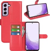 Samsung Galaxy S23 Hoesje - MobyDefend Kunstleren Wallet Book Case (Sluiting Voorkant) - Rood - GSM Hoesje - Telefoonhoesje Geschikt Voor Samsung Galaxy S23