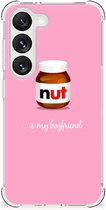 Silicone Hoesje Geschikt voor Geschikt voor Samsung Galaxy S23 Telefoonhoesje met doorzichtige rand Nut Boyfriend