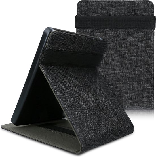 kwmobile Hoesje geschikt voor Kobo Glo HD / Touch 2.0 - Met polsriem en standaard - e-Reader beschermhoes in donkergrijs van Merkloos — afbeelding 3