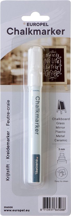Dailyset witte krijtstiften voor bord, afwasbaar, 7 krijtstiften en 48 stuks etiketten, krijtstiften voor ramen, bord, glas, spiegel, kruidenpotten, krijtmarker wit, raamstiften (3mm, 6mm, 10mm