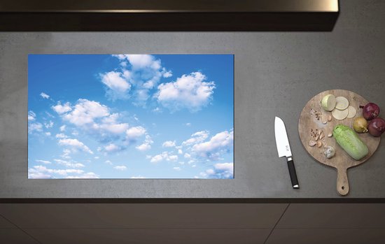 Foto: Inductieplaat beschermer schapenwolken in blauwgekleurde lucht 80x52 cm 2 mm dik inductie beschermer van vinyl