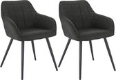 Set De 2 Chaises De Salle à Manger En Tissu D'ameublement Modèle Rita Anthracite