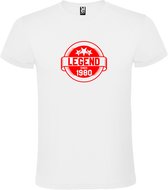 Wit T-Shirt met “Legend sinds 1980 “ Afbeelding Rood Size XXXL