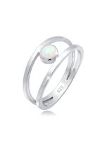 Elli Dames Ring Dames Dubbele Bandring Synthetisch Opaal in verguld 925 Sterling Zilver