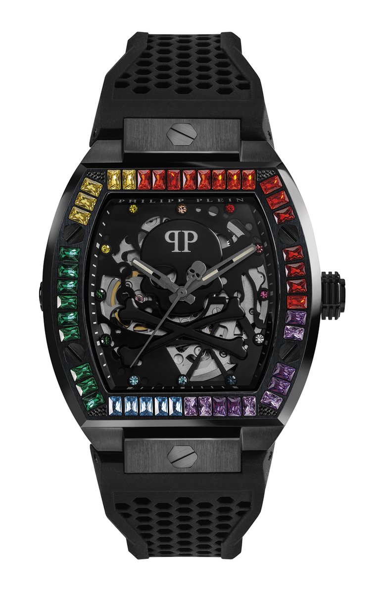 Philipp Plein The $Keleton PWBAA0621 Horloge - Siliconen - Zwart - Ø 44 mm