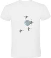 Vogel Maan Heren T-shirt | Kunst | Ruimte | Vogels | Dieren | Dier | Beest | Ruimtevaart | Grappig Shirt