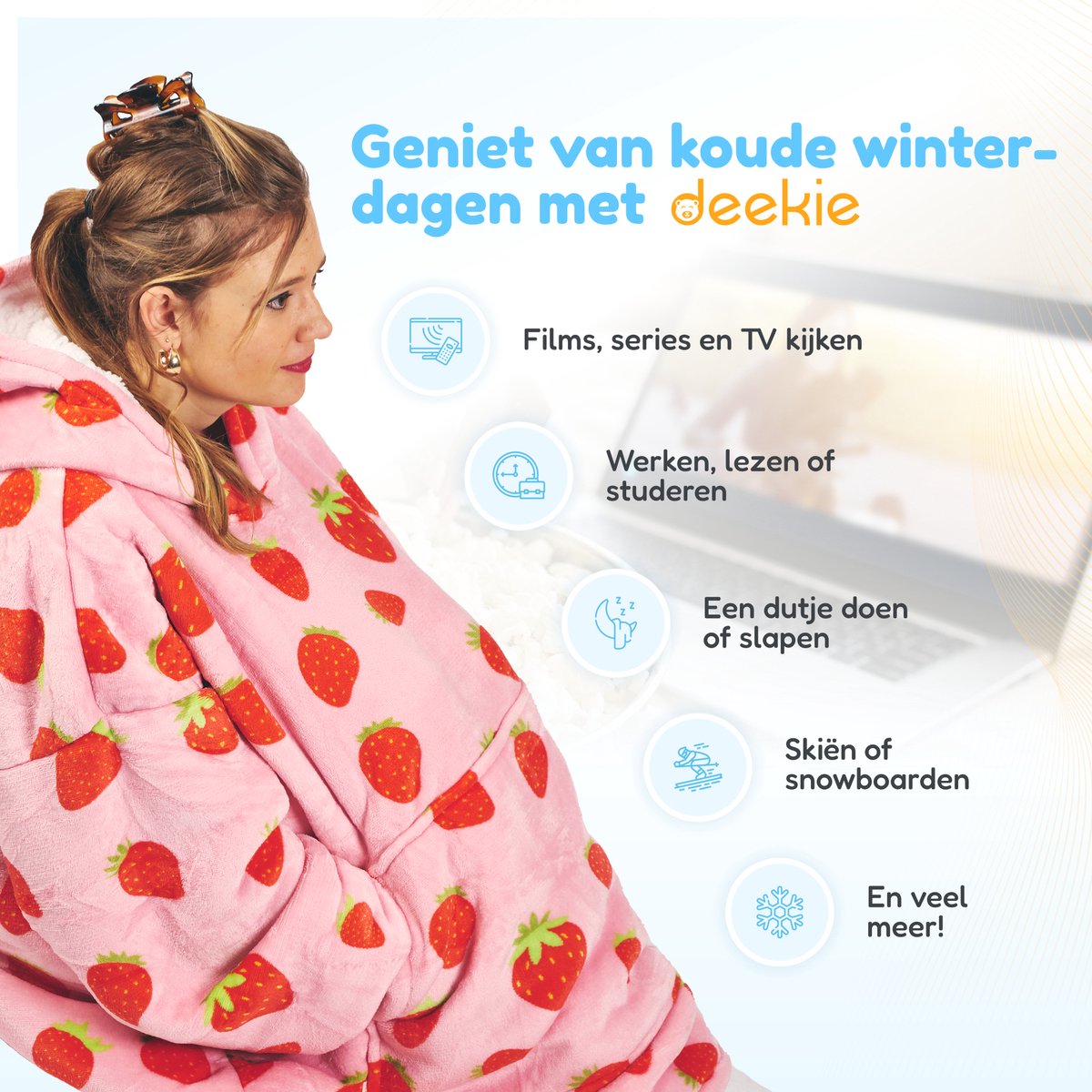 SKYSHU Paddestoel draagbare deken hoodie voor kinderen, oversized