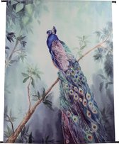 Wandkleed Pauw - Velvet - Blauw - 140 x 170 x 0 cm (BxHxD)