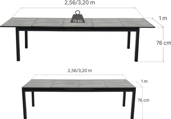 NATERIAL - table de jardin extensible ODYSSEA PREMIUM - table