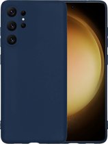 Hoesje Geschikt voor Samsung S23 Ultra Hoesje Siliconen Case - Hoes Geschikt voor Samsung Galaxy S23 Ultra Hoes Siliconen - Donkerblauw