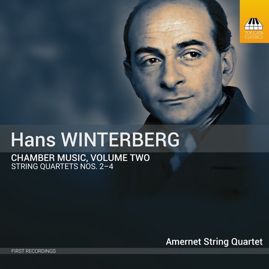 Cd-hoes van Hans Winterberg, Kamermuziek Volume 2, met een portret van de componist en de tekst 'First Recordings'.