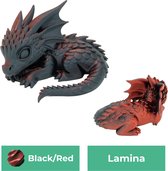 Slapende draak - Zwart / Rood - 15 cm